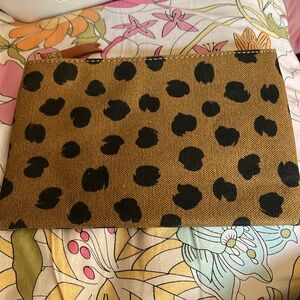 New Madewell abstract leopard print canvas pouch NWOT